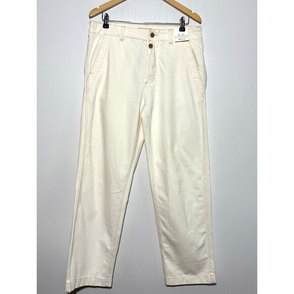 Madewell Patch Pocket Jeans Mens 31 White Ivory Ecru Relaxed Summer Denim New - Picture 2 of 16